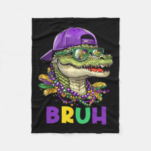 Mardigator Alligator Bruh Mardi Gras Costume Teens Fleece Blanket