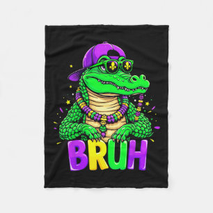 Mardigator Alligator Bruh Mardi Gras Costume Teens Fleece Blanket