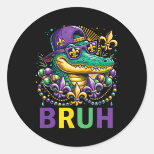 Mardigator Alligator Bruh Shirt Mardi Gras Costume Classic Round Sticker