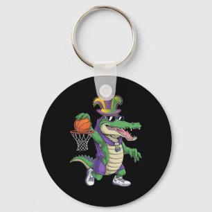 Mardigator Alligator Bysketll Dunking Mardi Gras B Key Ring