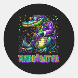Mardigator Funny Mardi Gras Costume Men Women Kid Classic Round Sticker