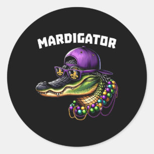 Mardigator Funny Mardi Gras Costume Men Women Kid Classic Round Sticker