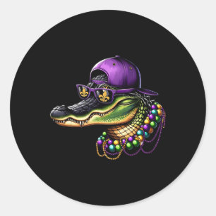 Mardigator Mardi Gras Alligator Costume Men Women  Classic Round Sticker