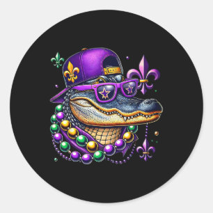 Mardigator Mardi Gras Alligator Costume Men Women Classic Round Sticker