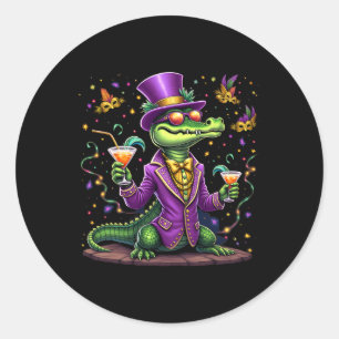 Mardigator Mardi Gras Alligator Costume Men Women Classic Round Sticker