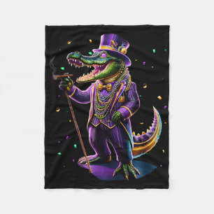 Mardigator Mardi Gras Alligator Costume Men Women Fleece Blanket