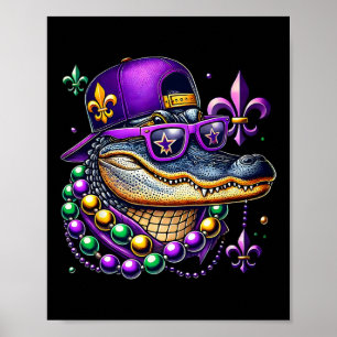 Mardigator Mardi Gras Alligator Costume Men Women Poster