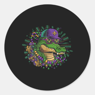 Mardigator Mardi Gras Alligator Costume Women Men Classic Round Sticker