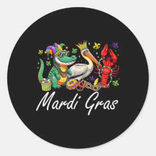 Mardigator Mardi Gras Alligator Men Women Mardi Gr Classic Round Sticker