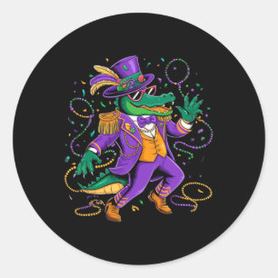 Mardigator Mardi Gras Dancing Alligator Costume Ma Classic Round Sticker