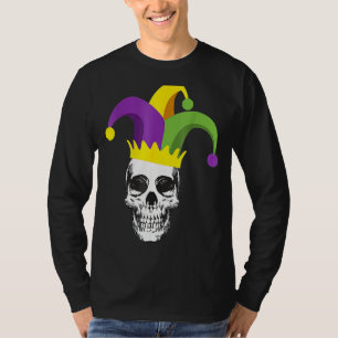Mardii Gras Skull Jester Hat Funny Parade Costume T-Shirt