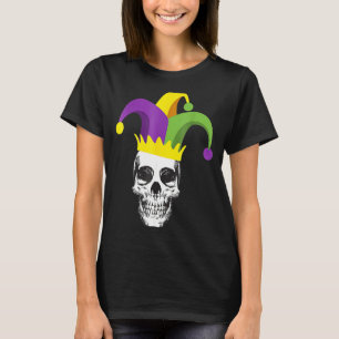Mardii Gras Skull Jester Hat Funny Parade Costume T-Shirt