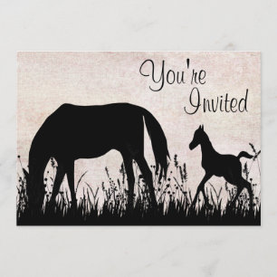 Mare and Foal Grazing Horse Baby Shower Invitation