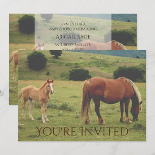 Mare and Foal Horse Neutral Baby Shower Invitation