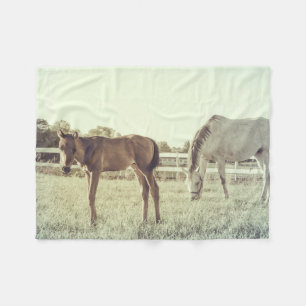 Mare and Foal Horses Animals Small Fleece Blanket