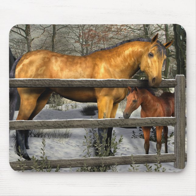 Mare and Foal in Winter Mousepad (Front)