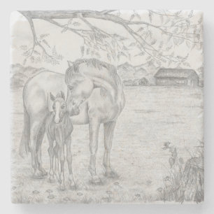 Mare and Foal Stone Coaster