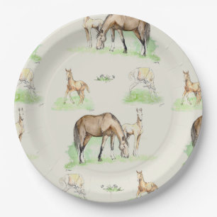 Mare and Horse Foal Pattern Paper Plate