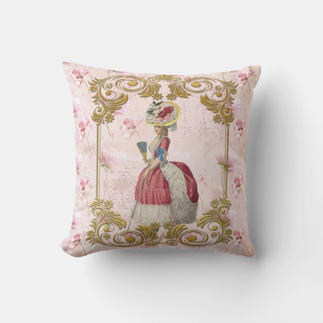Mare Antoinette Floral Pillow pink クッションC (Front)