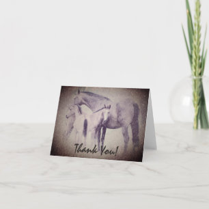 Mare with Twin Foals in Snow Horse Thank You