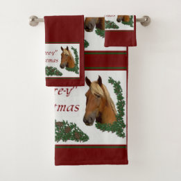 Mare-y Christmas Horse Lovers Bath Towel Set