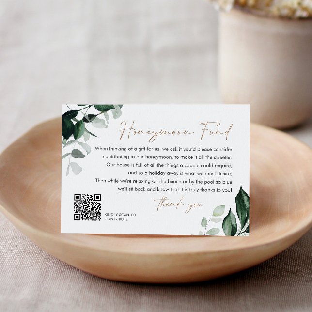 MAREE Greenery Wedding Honeymoon Fund QR Code Enclosure Card (Creator Uploaded)