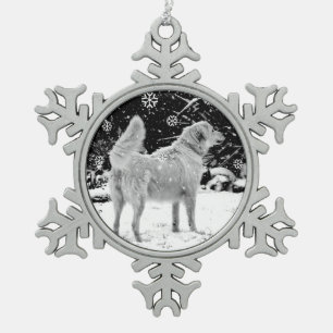 Maremma snow snowflake pewter christmas ornament