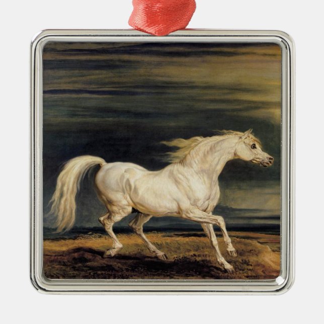 Marengo the White Horse (by James Ward) Metal Tree Decoration (Front)