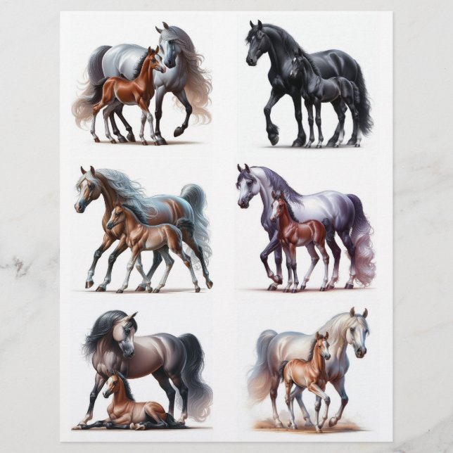 Mares & Foals • Watercolor Horse Fussycuts (Front)