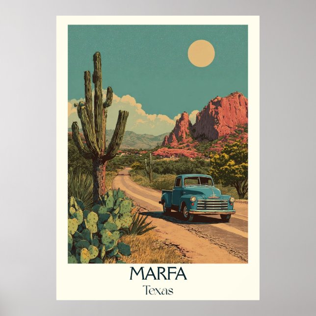 Marfa Texas Desert Vista Art Poster (Front)