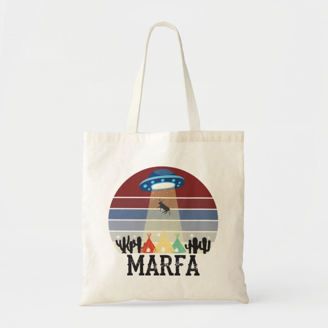 Marfa Texas Ghost Lights Festival UFO Cow Tote Bag (Front)