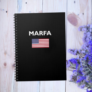 Marfa Texas USA American Flag Dark Colour Notebook