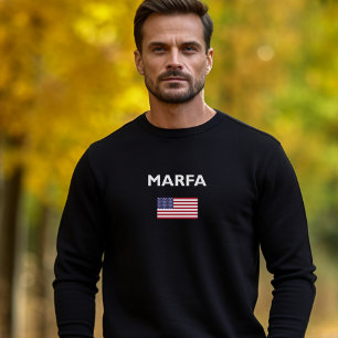 Marfa Texas USA American Flag Dark Colour T-Shirt
