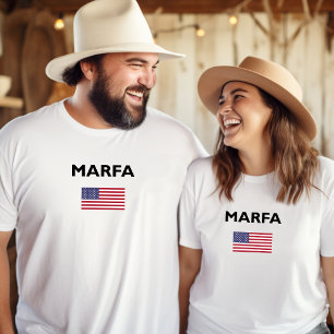 Marfa Texas USA American Flag Light-Colour T-Shirt