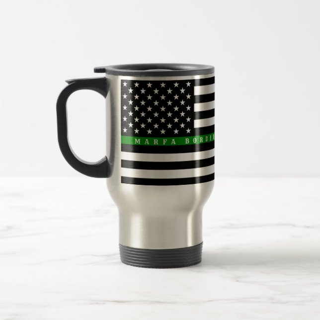 Marfa Thin Green Line, Travel mug- 15 oz Travel Mu Mug (Left)