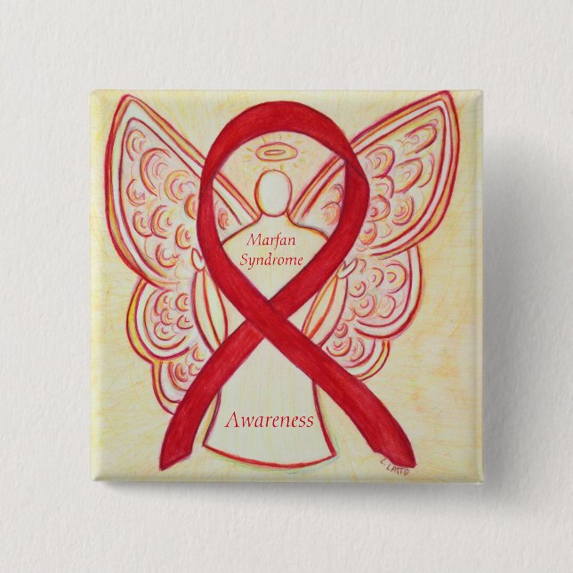 Marfan Syndrome Angel Awareness Ribbon Art Buttons (Front)