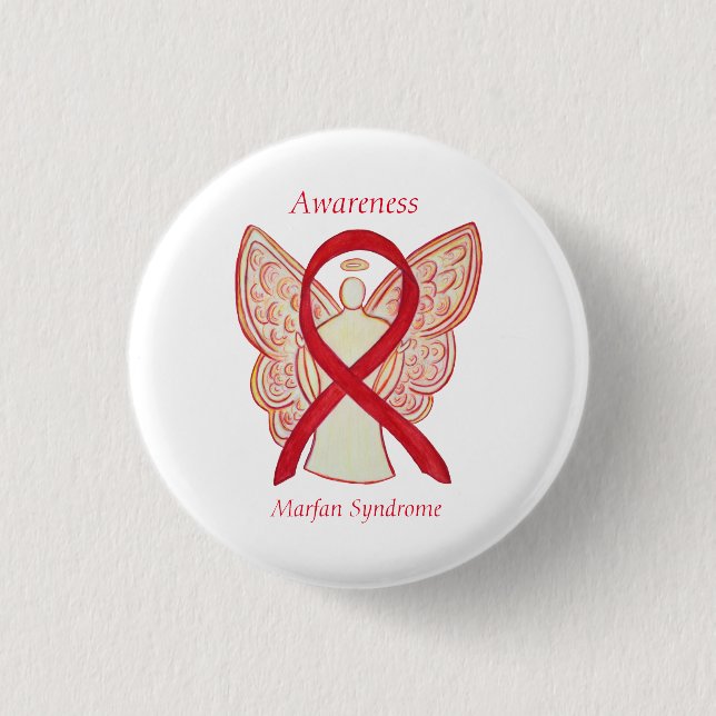 Marfan Syndrome Angel Awareness Ribbon Custom Pins (Front)