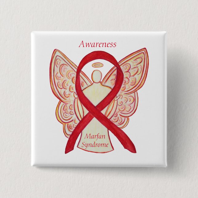 Marfan Syndrome Angel Awareness Ribbon Custom Pins (Front)