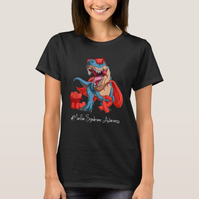 Marfan Syndrome Awareness Month Red Ribbon Trex T-Shirt (Front)
