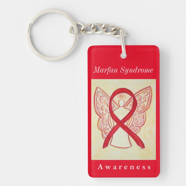 Marfan Syndrome Awareness Ribbon Angel Keychain (Front)