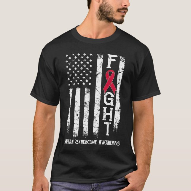Marfan Syndrome Warrior US Flag T-Shirt (Front)