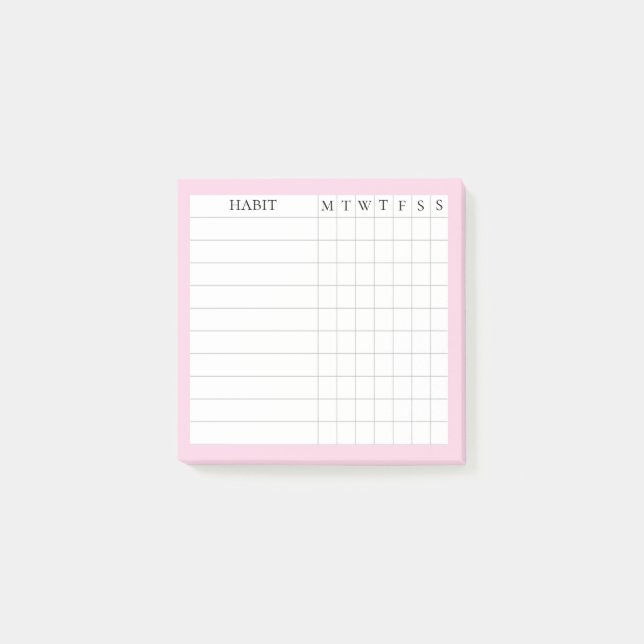 Margaret Collection Post-It Habit Tracker in Pink Notes (Front)