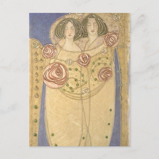Margaret MacDonald Mackintosh Lovers Postcard (Front)