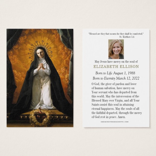 Margaret Mary Alacoque Sacred Heart Funeral Prayer (Front & Back)