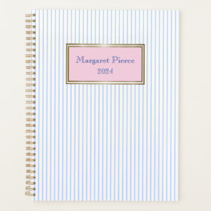 Margaret Pinstripe Planner with Pink