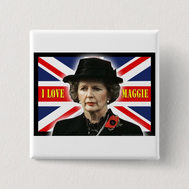 Margaret Thatcher I Love Maggie 15 Cm Square Badge (Front)