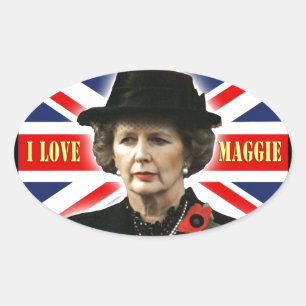 Margaret Thatcher I Love Maggie Oval Sticker