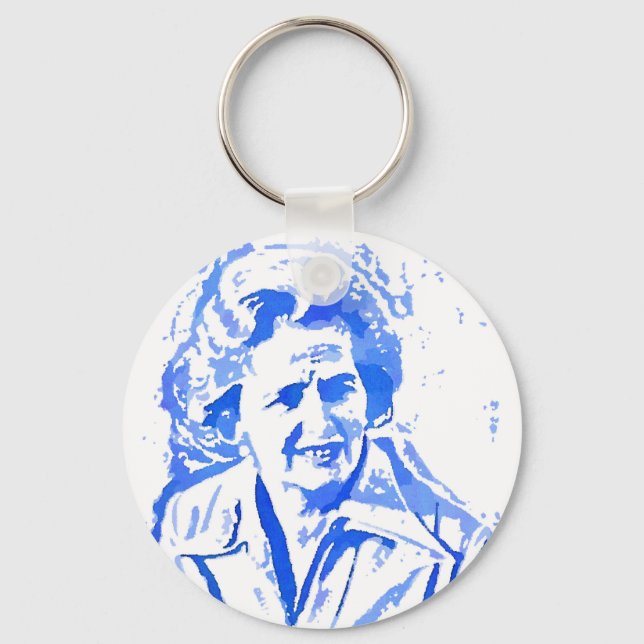 Margaret Thatcher Pop Art Portrait Key Ring (Front)