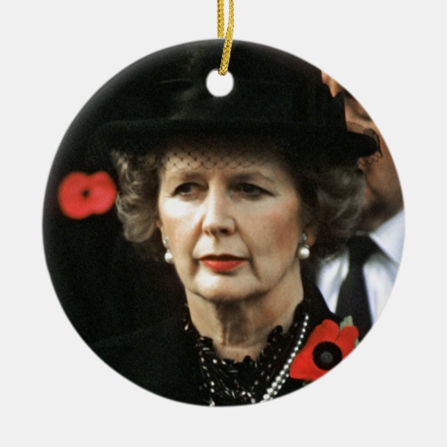 Margaret Thatcher Prime Minister Ceramic Tree Decoration (Front)