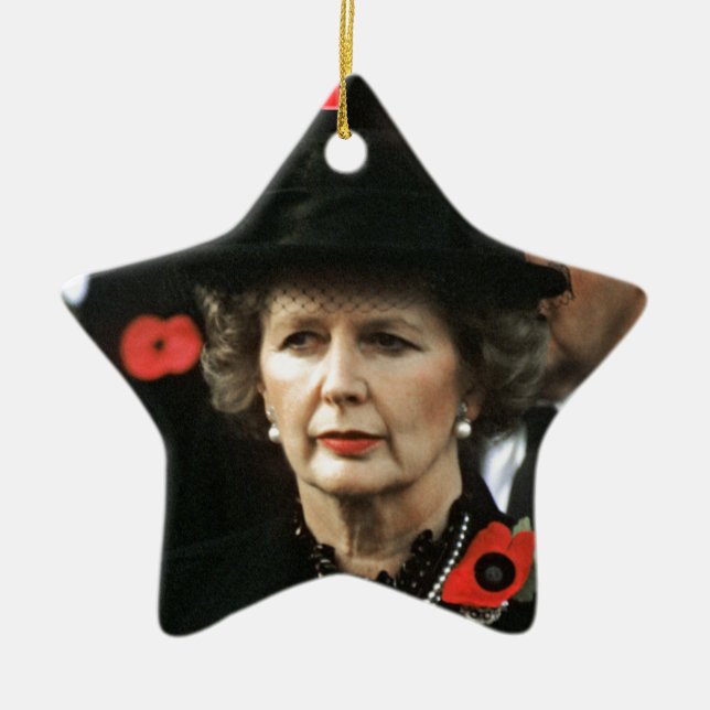 Margaret Thatcher Prime Minister Ceramic Tree Decoration (Front)